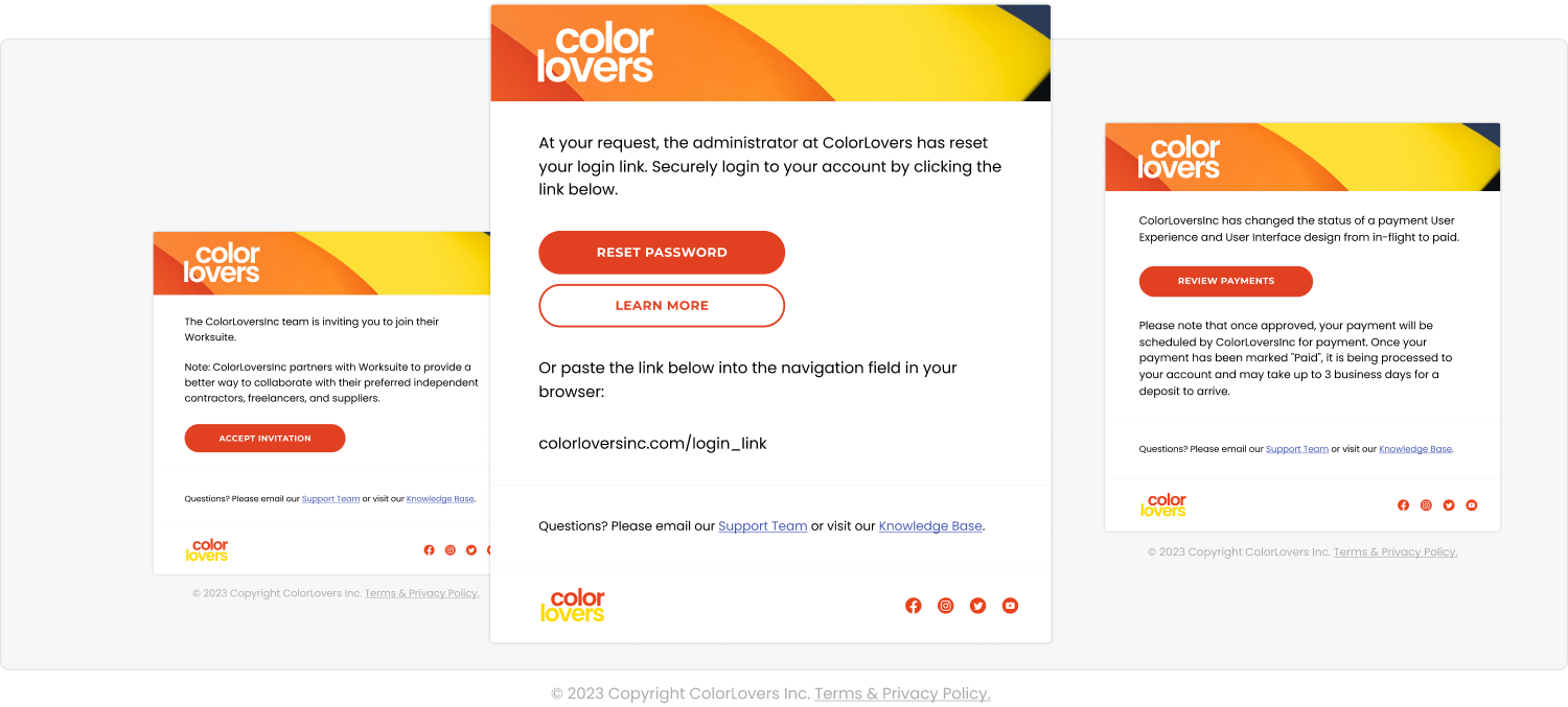 Worksuite Custom Branding "Add On" Package - wrap all your email notifications in your brand!