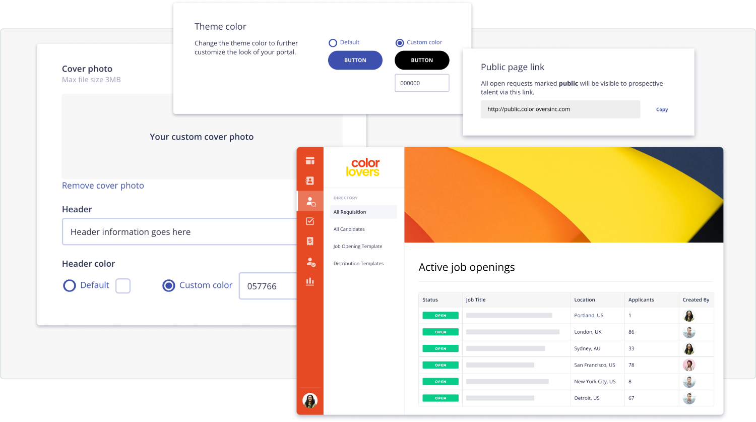 Worksuite custom branding - public job portal - choose color theme